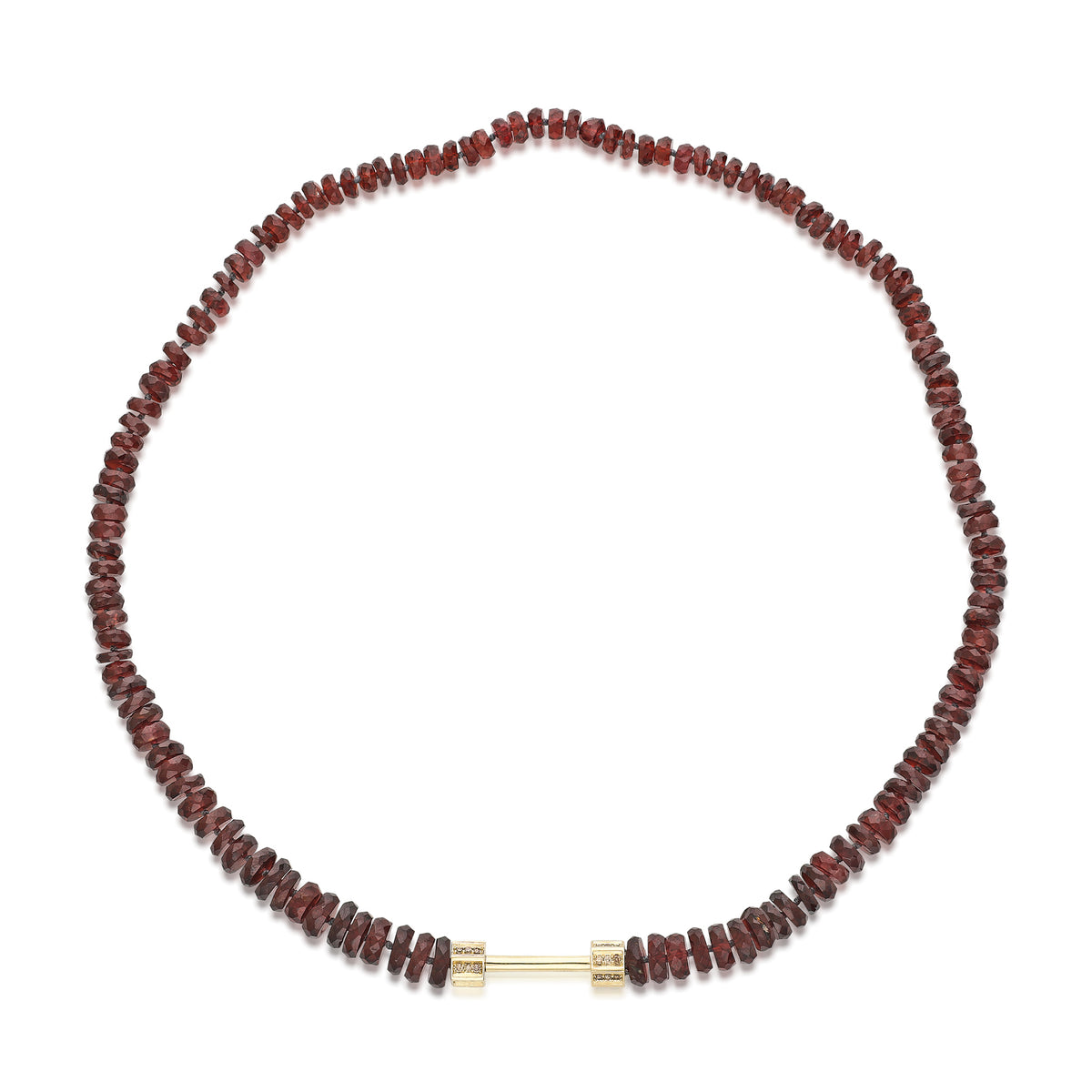 "Bosfor" Faceted Disc Bead Strand - Garnets and Cognac Diamonds