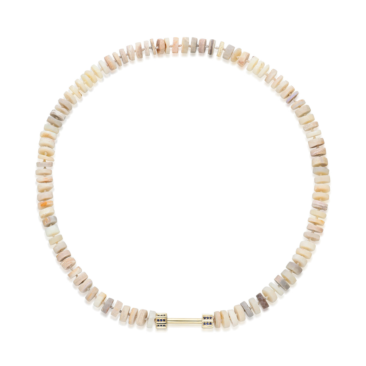 "Bosfor" Faceted Disc Bead Strand - Opal and Sapphires