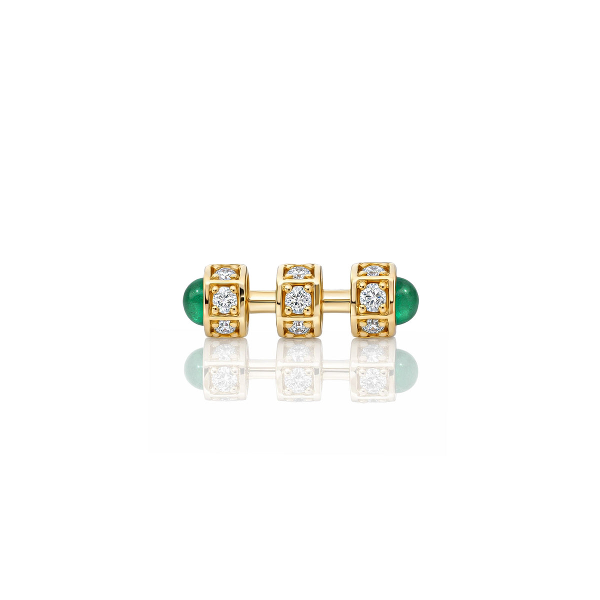 "Bosfor" Mini Stud Earring - White Diamonds and Emeralds