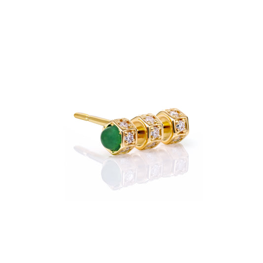 "Bosfor" Mini Stud Earring - White Diamonds and Emeralds