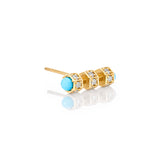 "Bosfor" Mini Stud Earring - White Diamonds and Turquoise