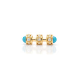 "Bosfor" Mini Stud Earring - White Diamonds and Turquoise