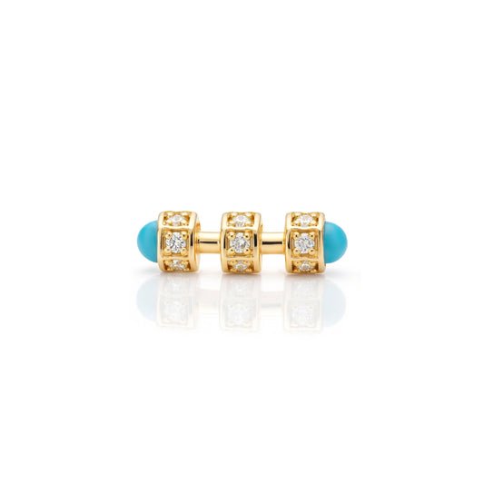 "Bosfor" Mini Stud Earring - White Diamonds and Turquoise