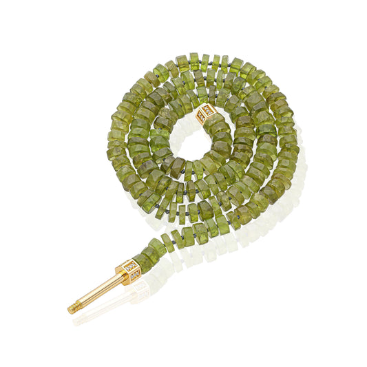 "Bosfor" Faceted Disc Bead Strand - Peridot and Champagne Diamonds