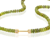 "Bosfor" Faceted Disc Bead Strand - Peridot and Champagne Diamonds