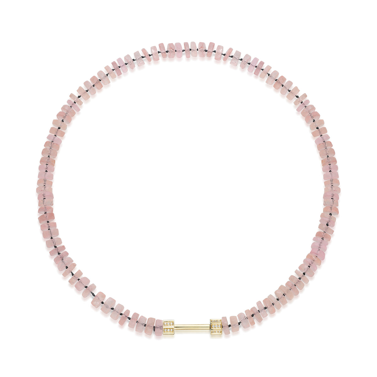 "Bosfor" Faceted Disc Bead Strand - Pink Quartz and White Diamonds