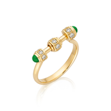 "Bosfor" Mini Ring - White Diamonds and Green Onyx