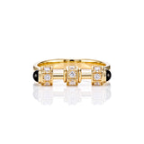 "Bosfor" Mini Ring - White Diamonds and Black Onyx