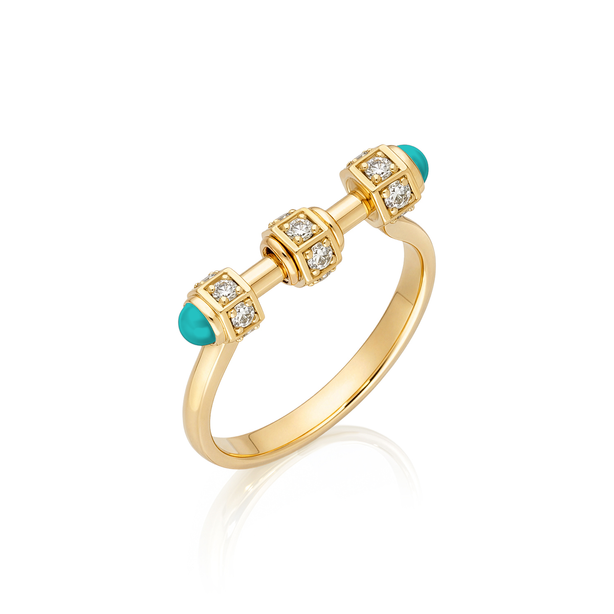 "Bosfor" Mini Ring - White Diamonds and Turquoise