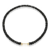 "Bosfor" Faceted Bead Strand - Black Spinel and White Diamonds