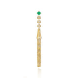 "Bosfor" Gold Tassel Earring - White Diamonds and Emerald