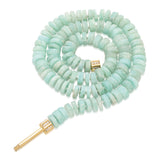 "Bosfor" Faceted Disc Bead Strand - Amazonite and White Diamonds