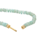 "Bosfor" Faceted Disc Bead Strand - Amazonite and White Diamonds