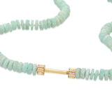 "Bosfor" Faceted Disc Bead Strand - Amazonite and White Diamonds