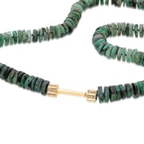 "Bosfor" Faceted Disc Bead Strand - Emerald and Champagne Diamonds