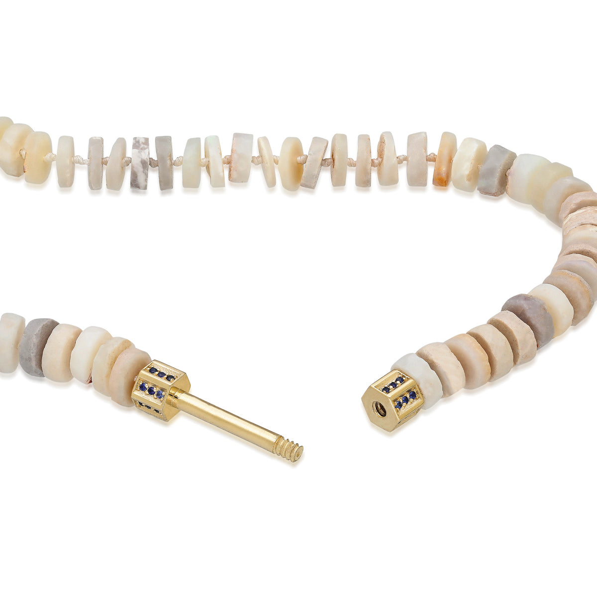 "Bosfor" Faceted Disc Bead Strand - Opal and Sapphires