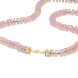 "Bosfor" Faceted Disc Bead Strand - Pink Quartz and White Diamonds