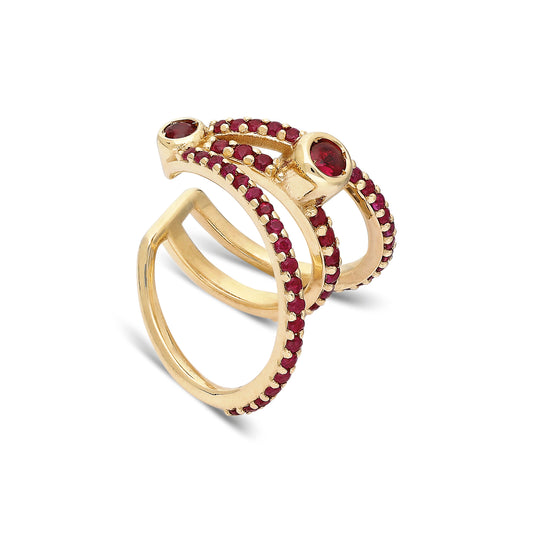 ¡Buenos Días! Triple Ray Ruby Ear Cuff (no piercing)