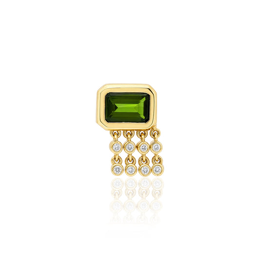 "Galata" Large Stud Earring - Chrome Diopside and Champagne Diamonds