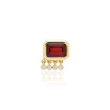 "Galata" Large Stud Earring - Red Garnet and Champagne Diamonds