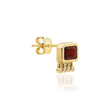 "Galata" Large Stud Earring - Red Garnet and Champagne Diamonds