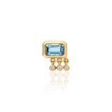 "Galata" Small Stud Earring - Aquamarine and Champagne Diamonds