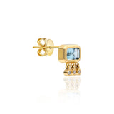 "Galata" Small Stud Earring - Aquamarine and Champagne Diamonds
