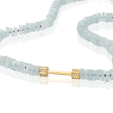 "Bosfor" Faceted Disc Bead Strand - Aquamarines and White Diamonds