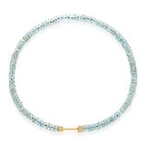 "Bosfor" Faceted Disc Bead Strand - Aquamarines and White Diamonds