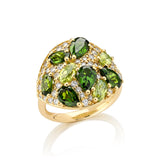 "Coa" Champagne Diamonds, Peridots and Chrome Diopside Ring