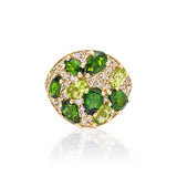 "Coa" Champagne Diamonds, Peridots and Chrome Diopside Ring