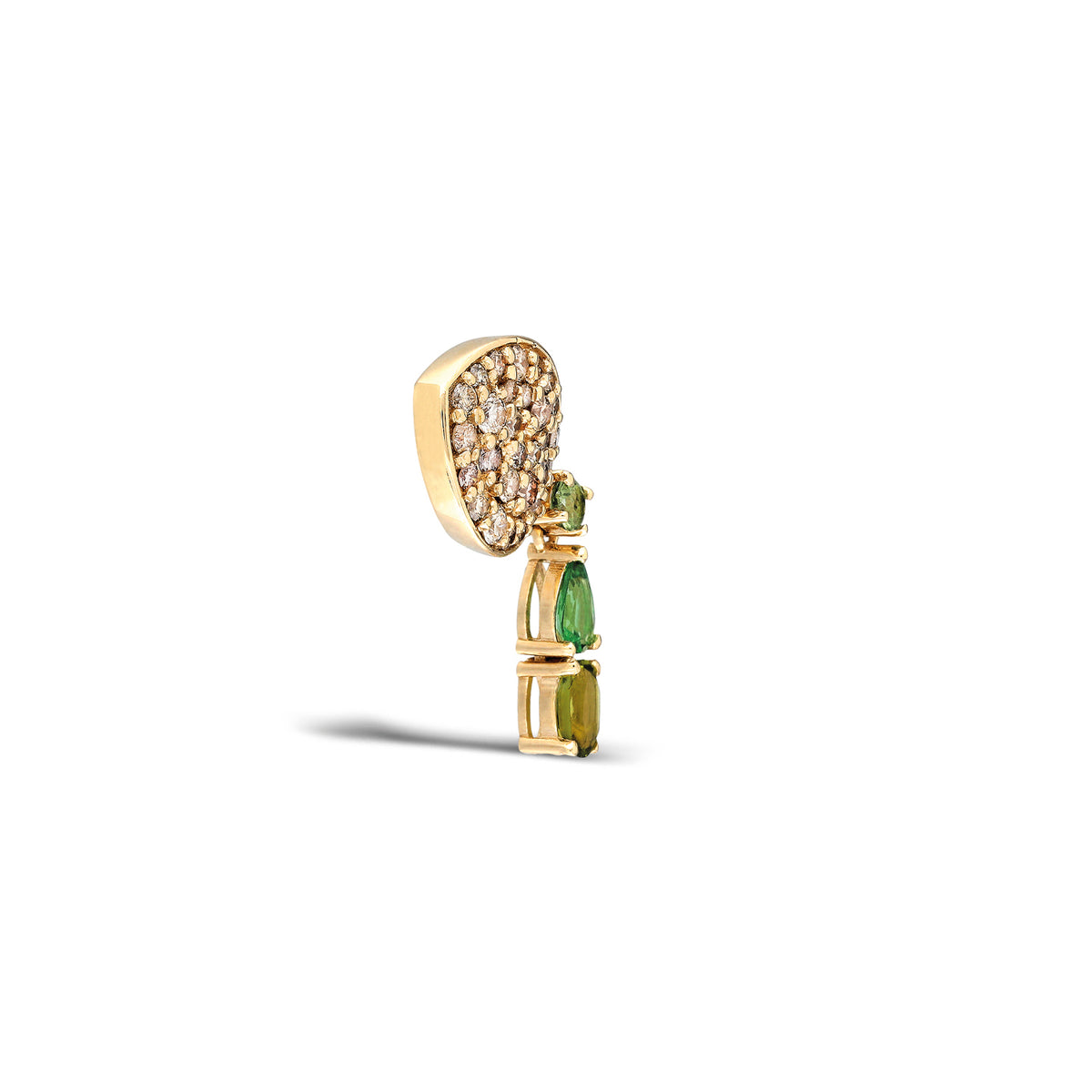 “Coa” Drip Earring - Champagne Diamonds, Tsavorites and Tourmaline