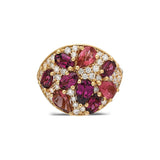 "Coa" White Diamond, Pink Tourmaline and Rhodolite Ring