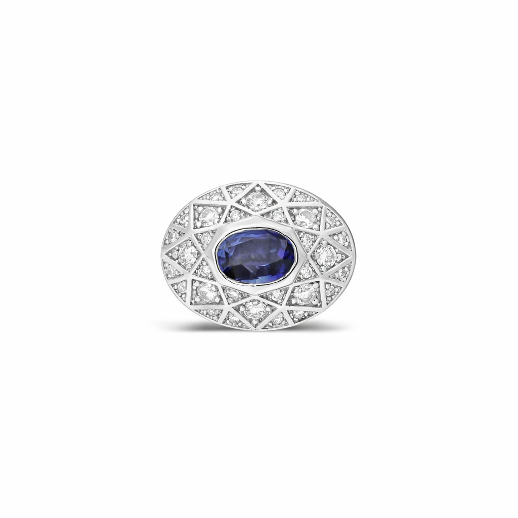 "Gema" Mosaic Diamond and Sapphire Bead Pendant