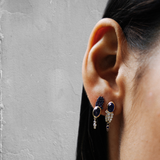 "Bodrum" Stud Earring - White Diamonds and Sapphire
