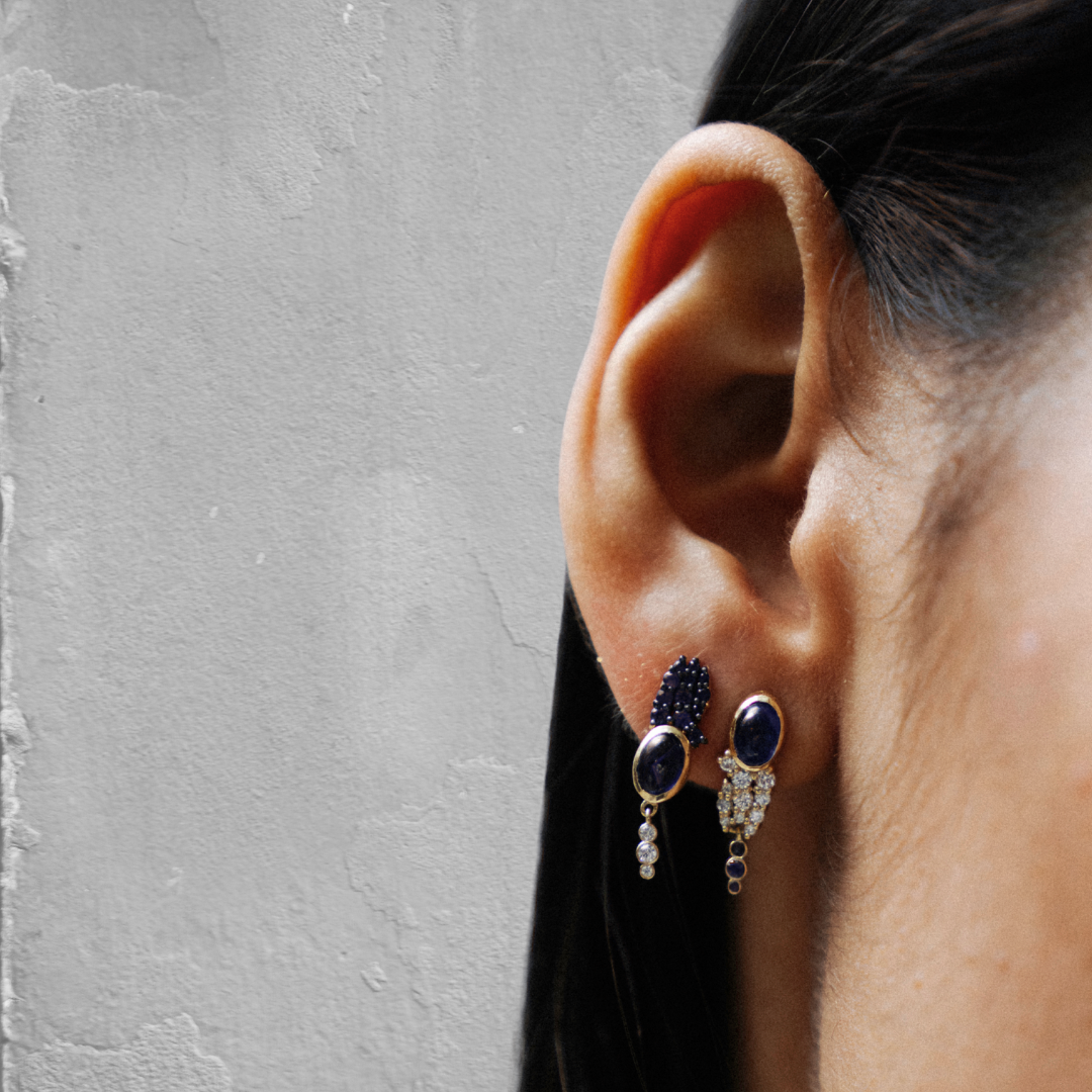 "Bodrum" Stud Earring - Blue Sapphires
