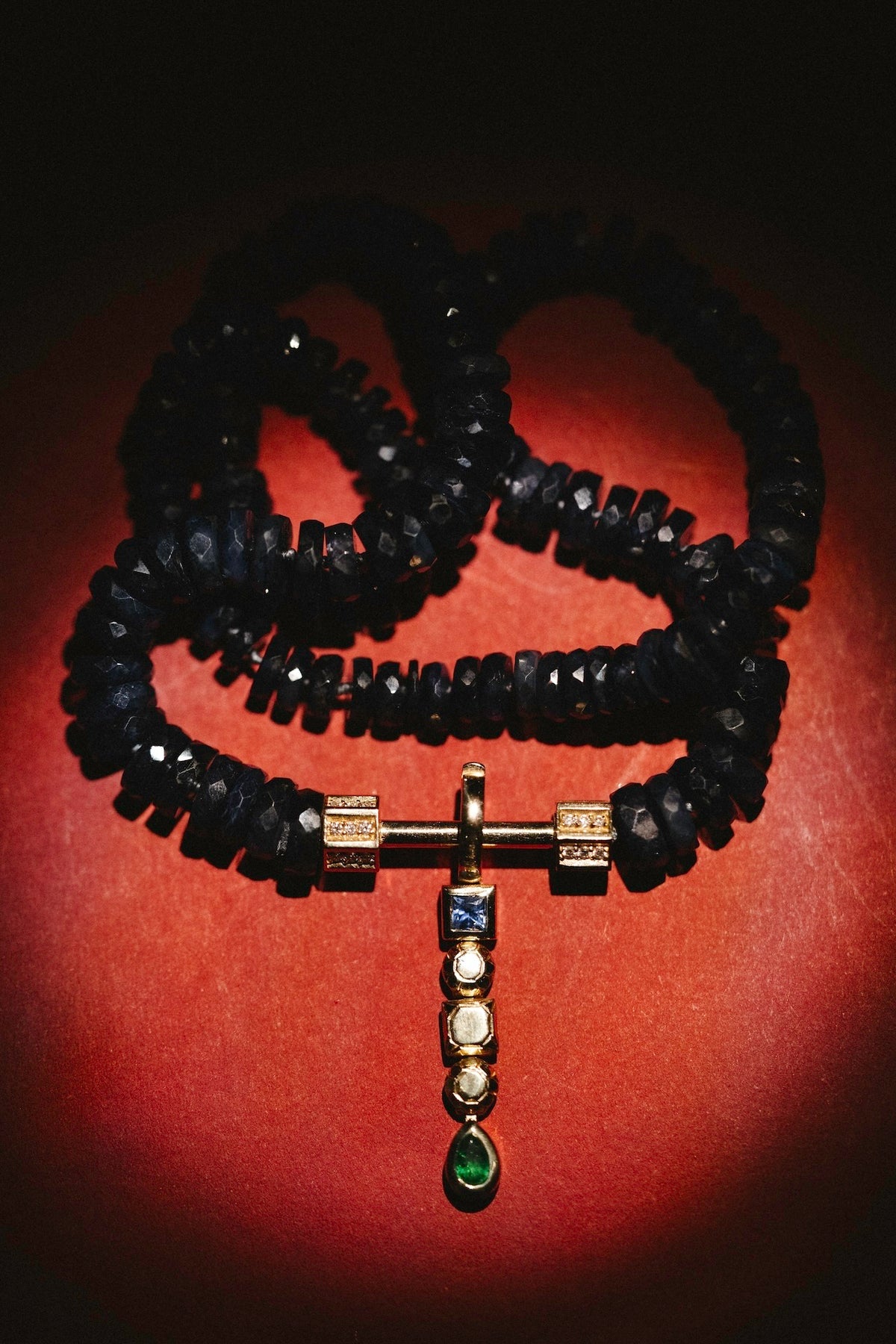 "Sempiterno" Dangler Pendant - Sapphire and Emerald