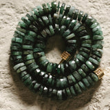 "Bosfor" Faceted Disc Bead Strand - Emerald and Champagne Diamonds