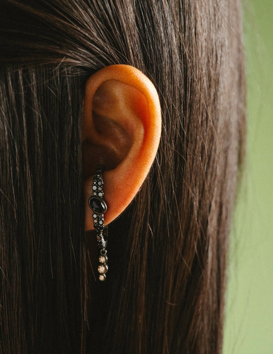 Bodrum "Blackout" Cuff Earring - Black and Cognac Diamonds and Black Onyx