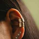 “Caona” Pattern Solid Gold Ear Cuff (no piercing)