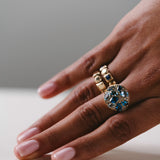 "Coa" Champagne Diamonds, Aquamarine and Blue Topaz Ring
