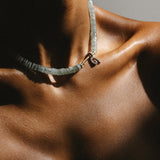 "Bosfor" Faceted Disc Bead Strand - Aquamarines and White Diamonds
