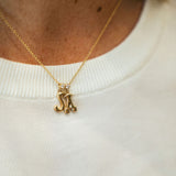 "Sanse" Small Double Letter and Diamond Necklace - Custom