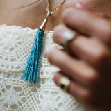 "Aguaviva" Tassel Pendant - Apatite and White Diamonds
