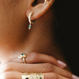 “Sempiterno” Emerald Pear Hoop Earring