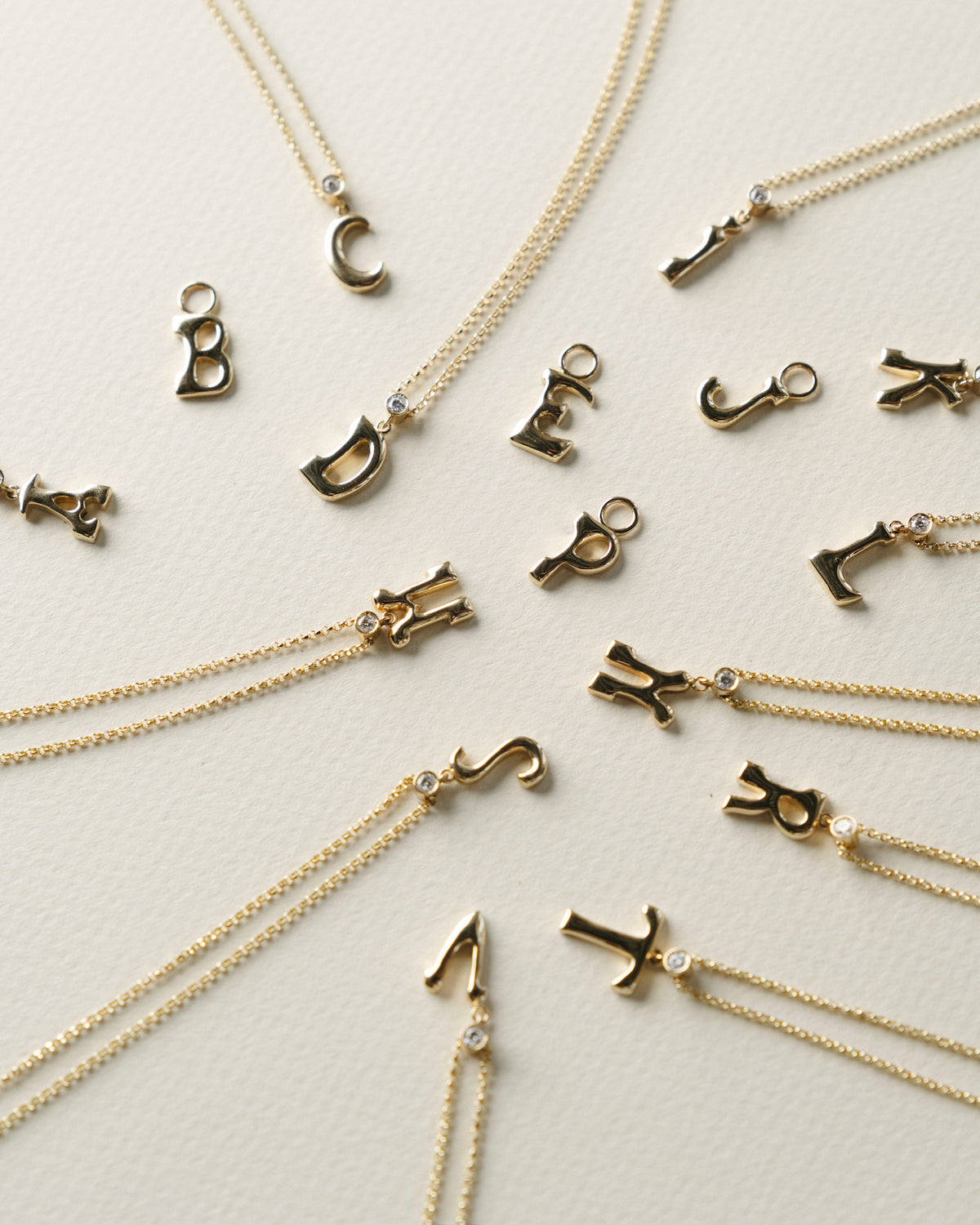 "Sanse" Small Letter and Diamond Necklace