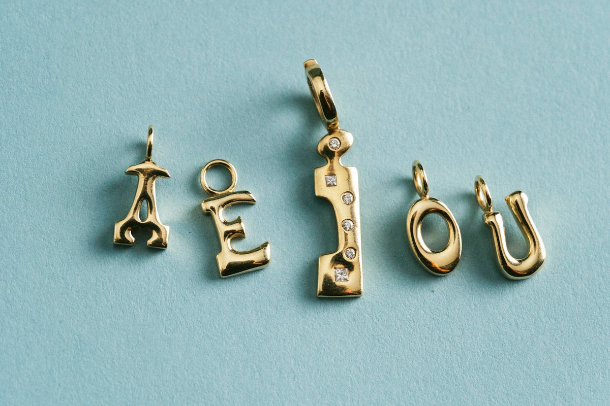 "Sanse" Large Flush-set Diamond Letter Pendant