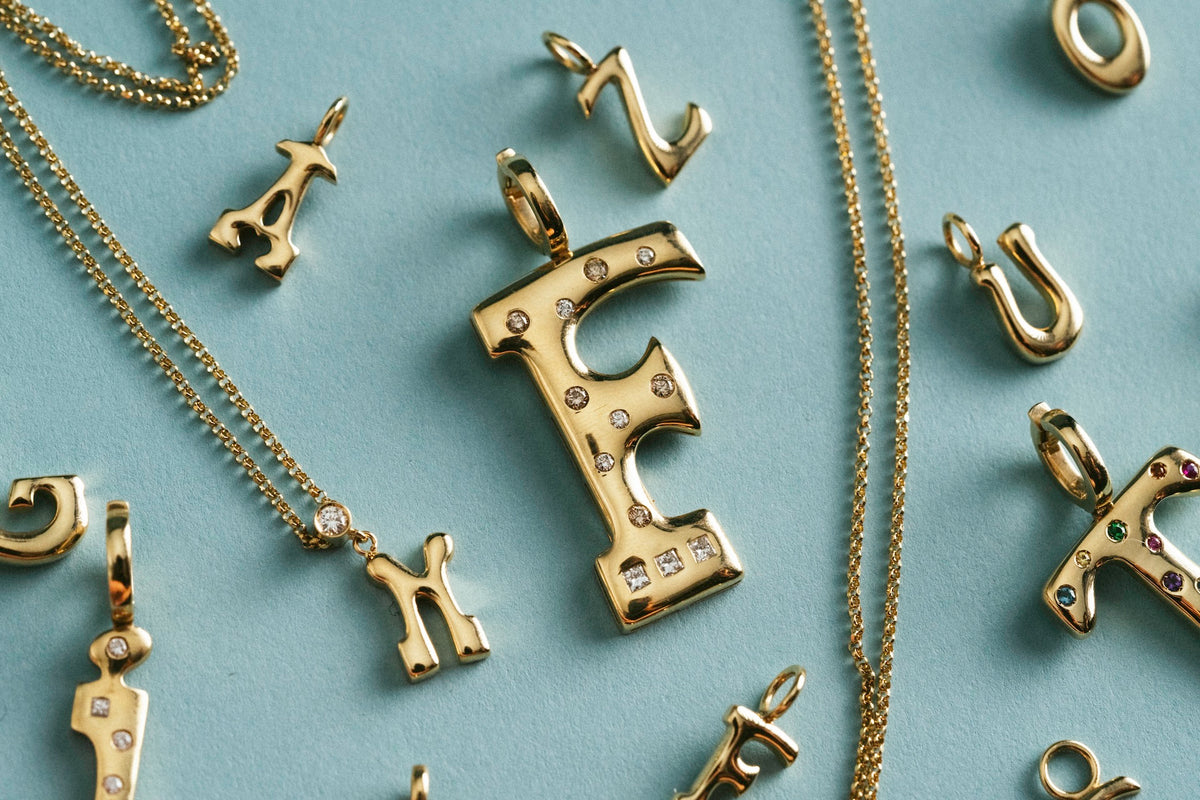 "Sanse" Small Letter and Diamond Necklace