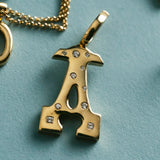 "Sanse" Large Flush-set Diamond Letter Pendant
