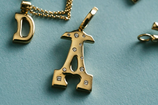 "Sanse" Large Flush-set Diamond Letter Pendant